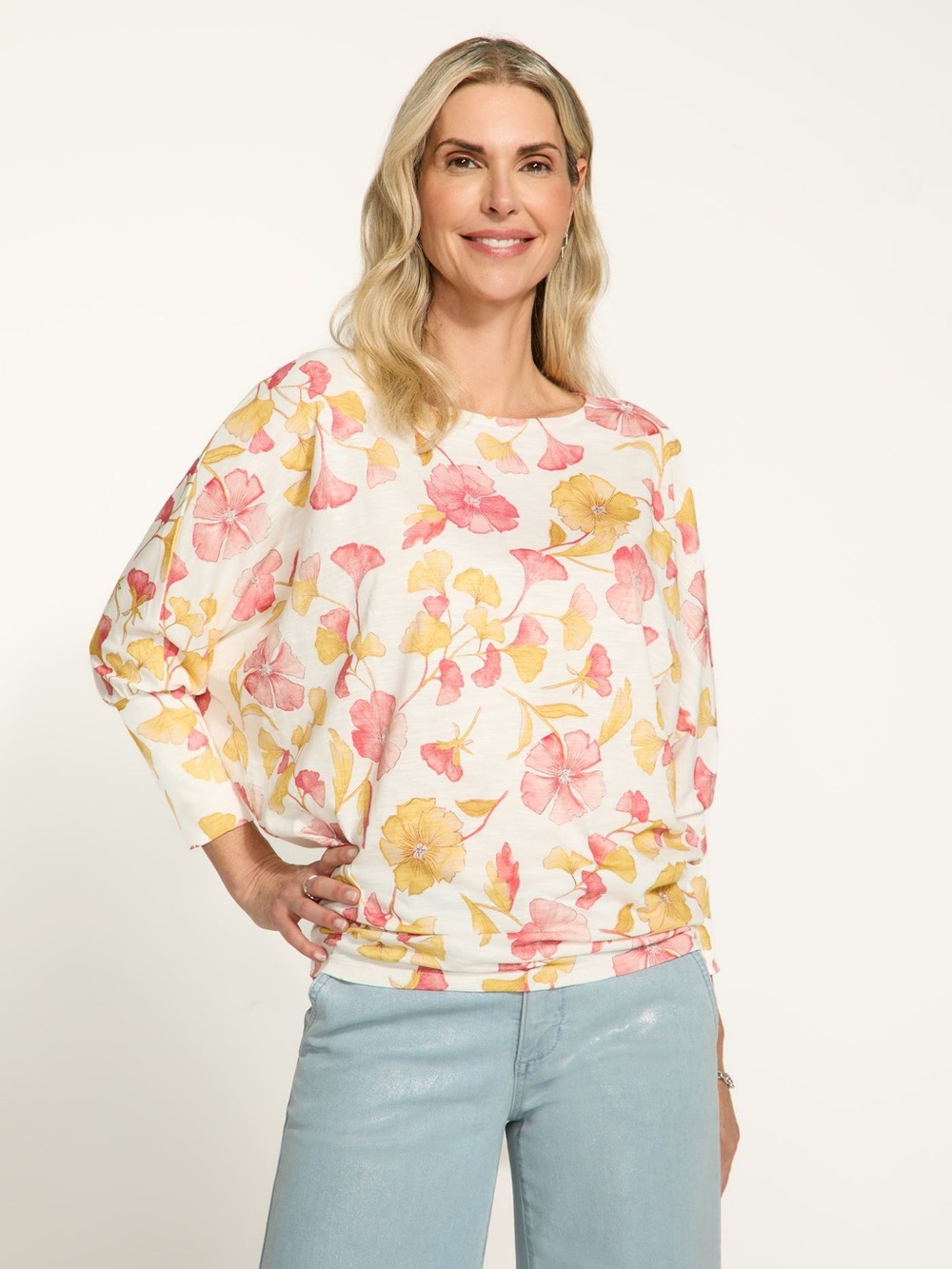 FDJ Printed Batwing Top, Canopy Floral Size XL